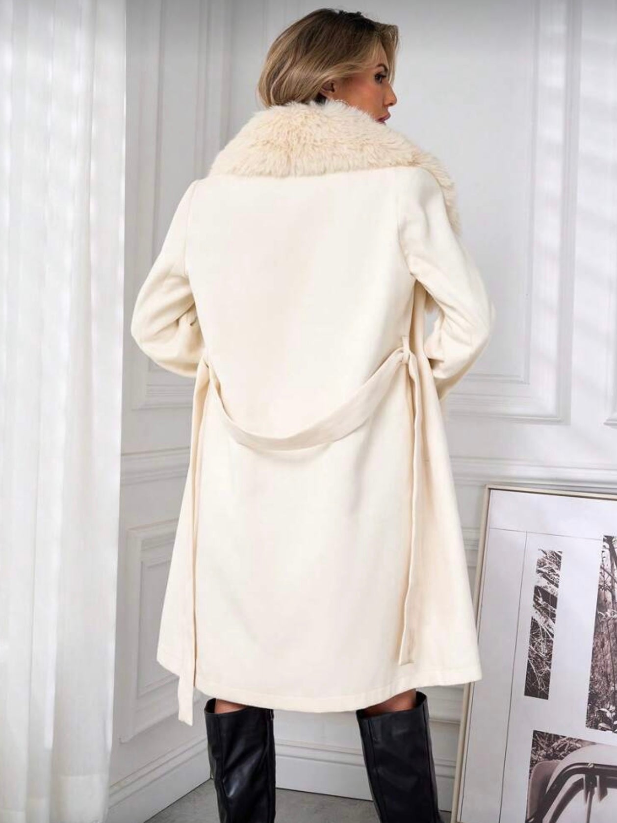 Cappotto Pelliccia Panna