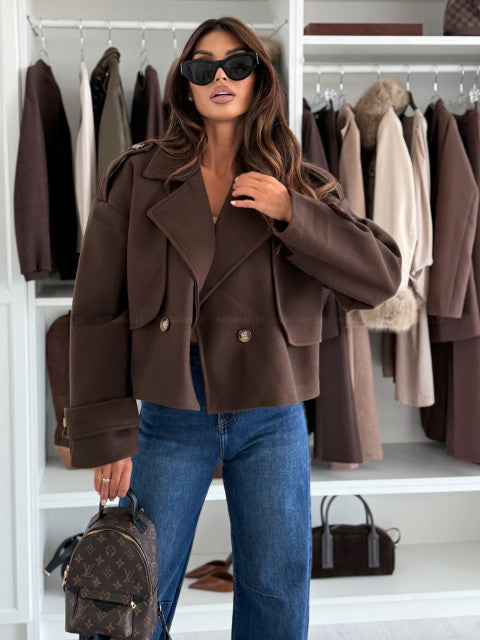 Cappotto Crop Brown