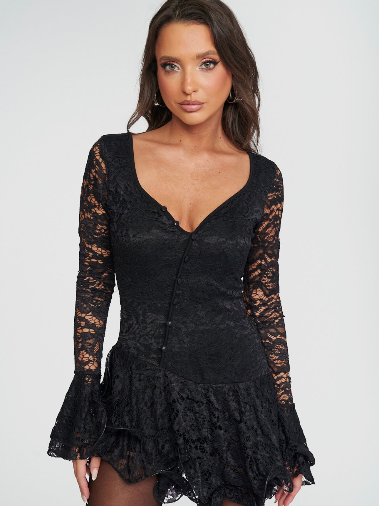 Abito Volant Pizzo Black