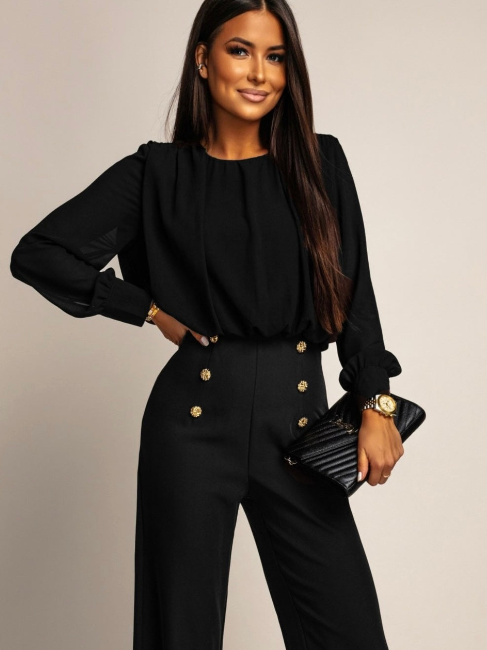 Pantaloni Botton Black