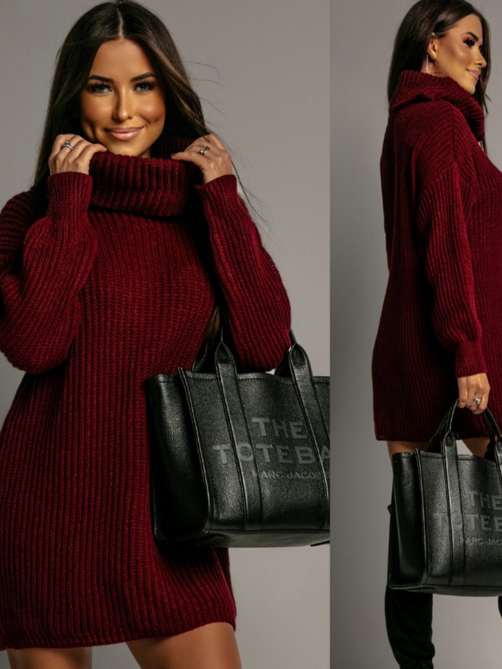 Abito Dolcevita Wine - abito maglia donna - DivaModaMilano