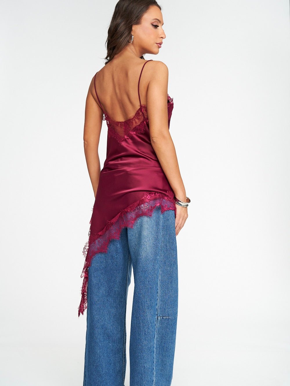 Abito Pizzo Satinato Wine - abito donna - DivaModaMilano