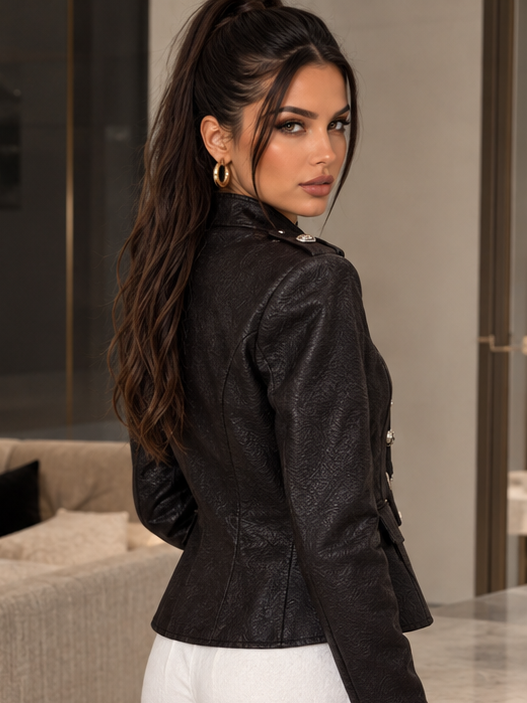 Look donna con Cappotto Kaia Black in ecopelle