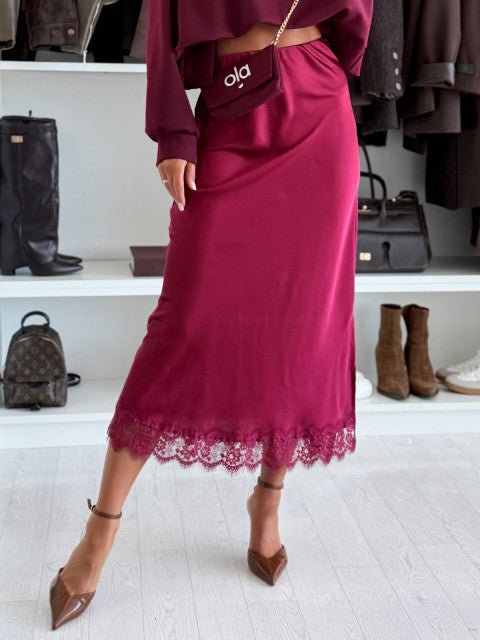 Gonna Satinata Wine - gonna donna - DivaModaMilano