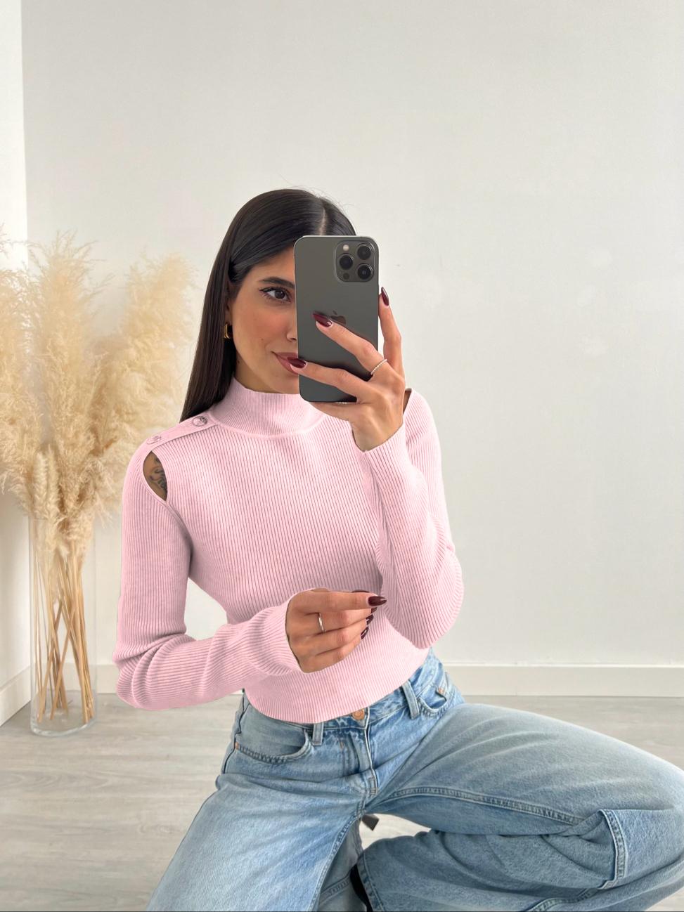 Maglia Spalline Rosa - maglione donna - DivaModaMilano