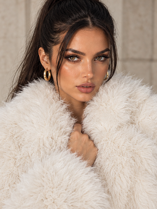 Pelliccia Orlena White sintetica - look frontale