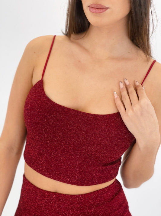 Top Glitter Rosso - corpetto donna - DivaModaMilano