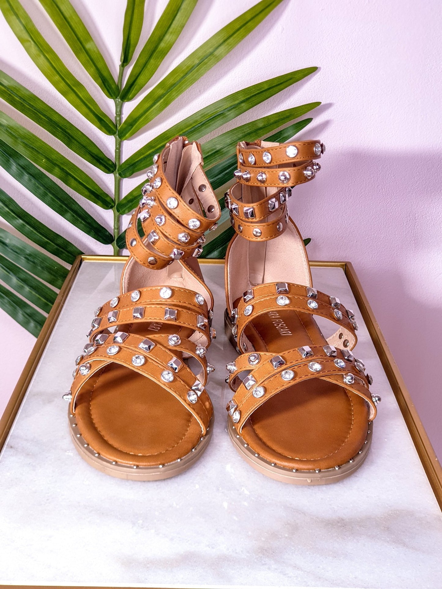 Sandalo borchie cuoio - scarpe donna - DivaModaMilano