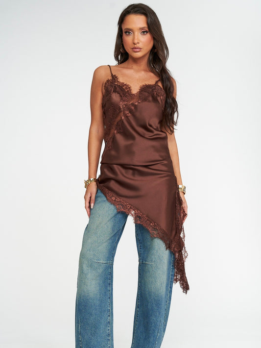 Abito Pizzo Satinato Brown
