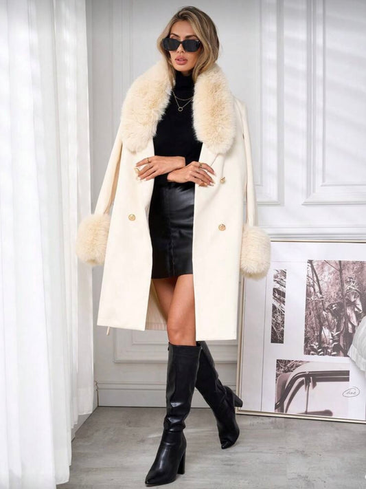 Cappotto Pelliccia Panna