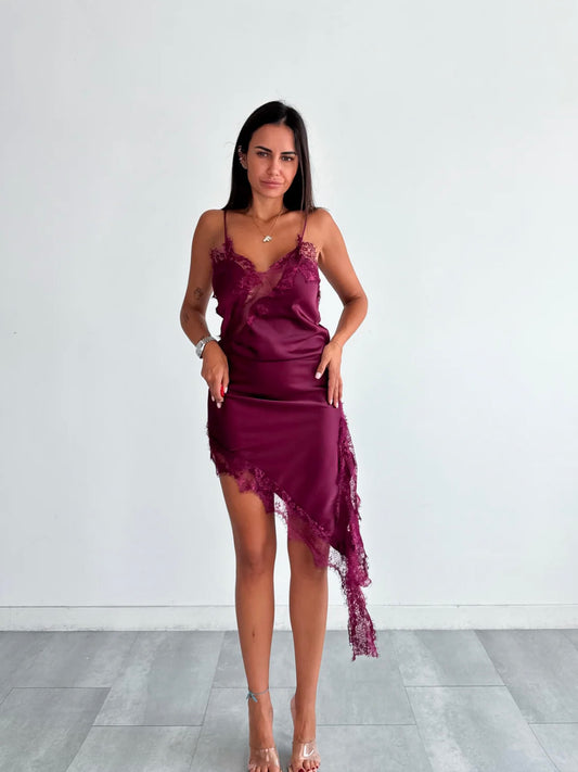 Abito Pizzo Satinato Wine
