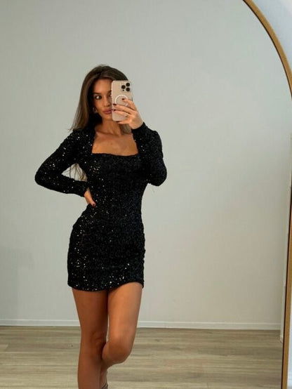 Abito Cloe Paillettes Black - abito donna - DivaModaMilano
