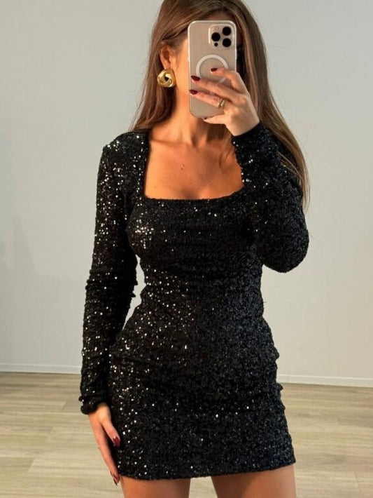 Abito Cloe Paillettes Black - abito donna - DivaModaMilano