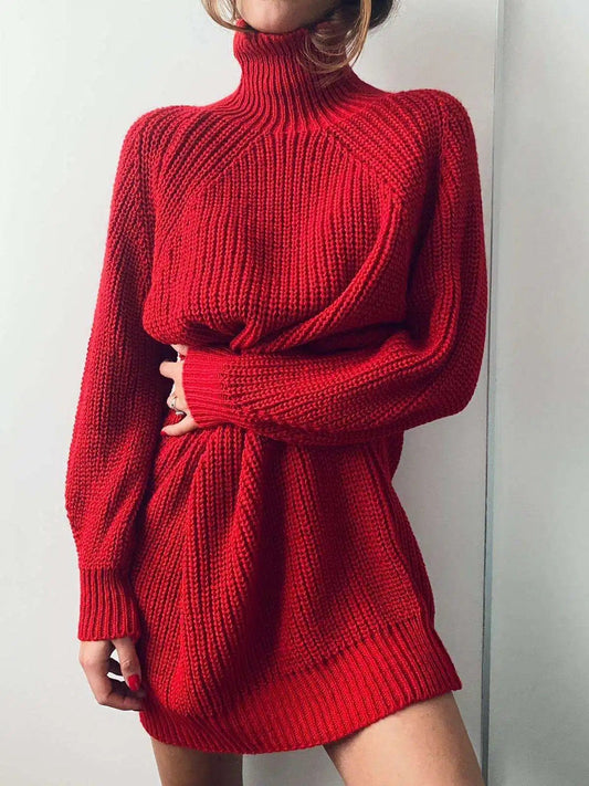 Abito Dolcevita Red - abito maglia donna - DivaModaMilano