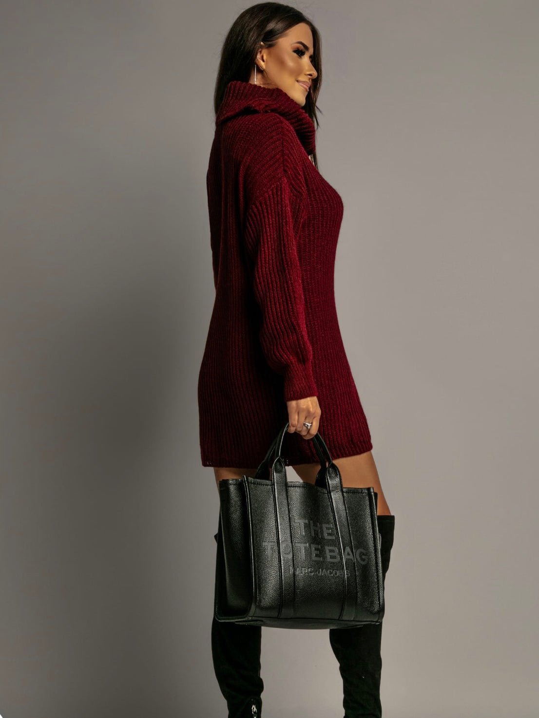 Abito Dolcevita Wine - abito maglia donna - DivaModaMilano