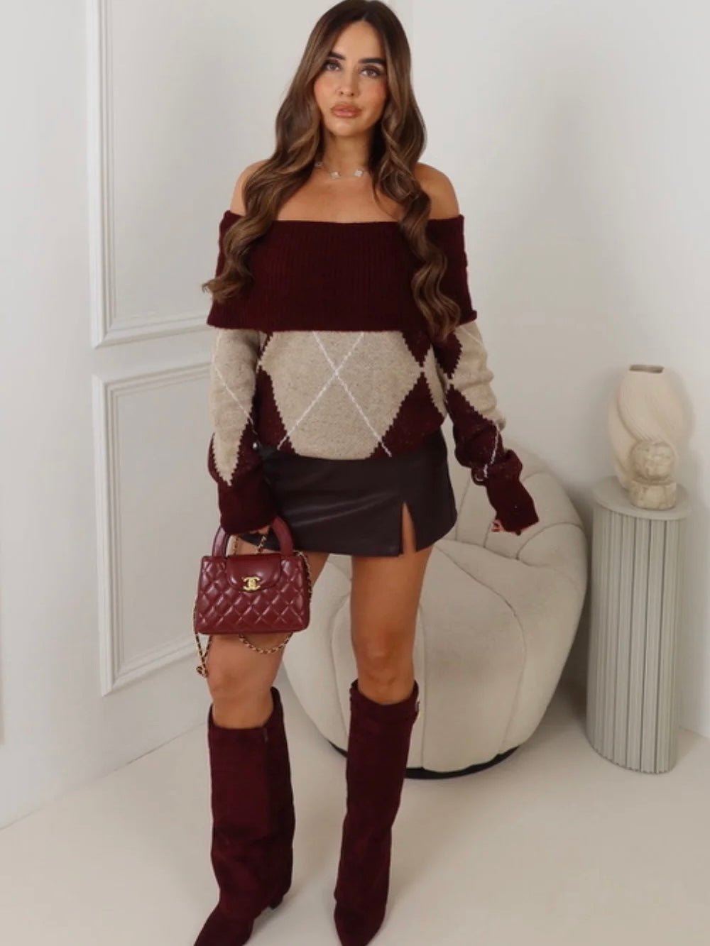 Abito Maglia Rombi Wine - abito maglia donna - DivaModaMilano