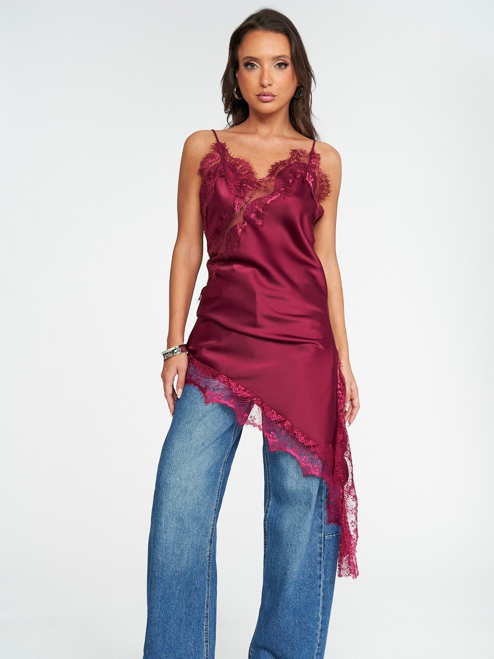 Abito Pizzo Satinato Wine - abito donna - DivaModaMilano