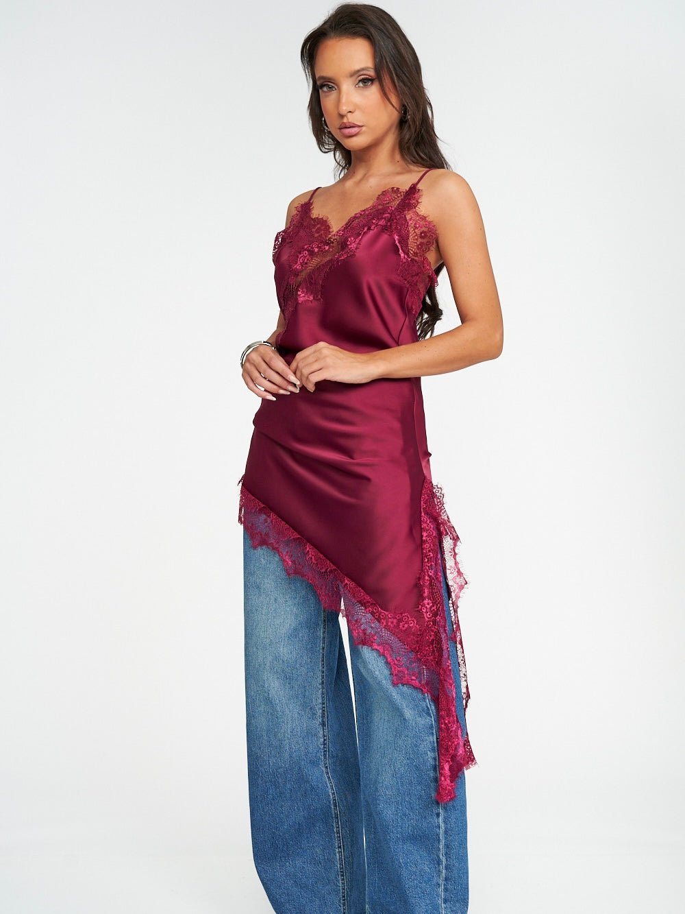 Abito Pizzo Satinato Wine - abito donna - DivaModaMilano