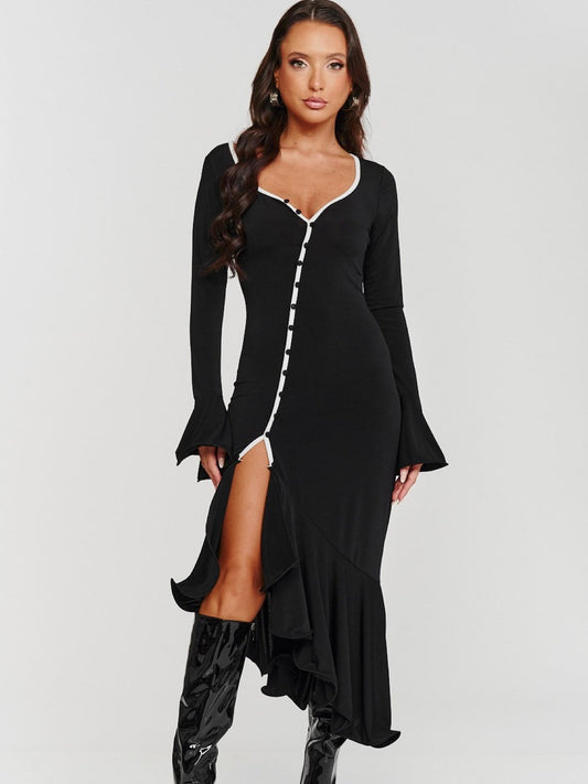 Abito Volant BlackW - abito donna - DivaModaMilano