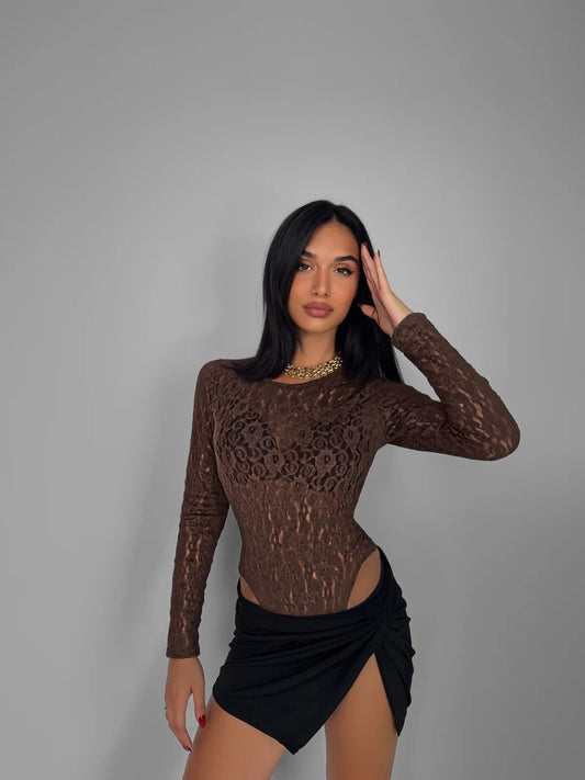 Body Floreal Brown - body donna - DivaModaMilano