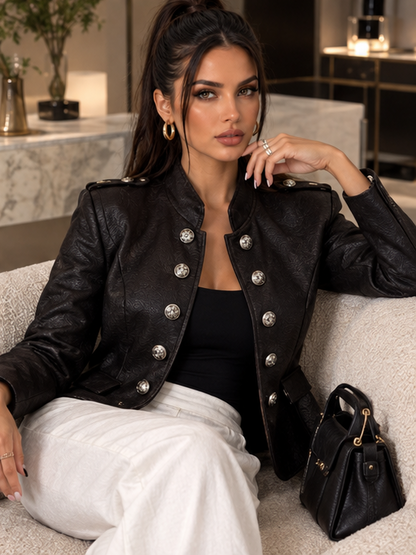 Cappotto Kaia Black in ecopelle da donna
