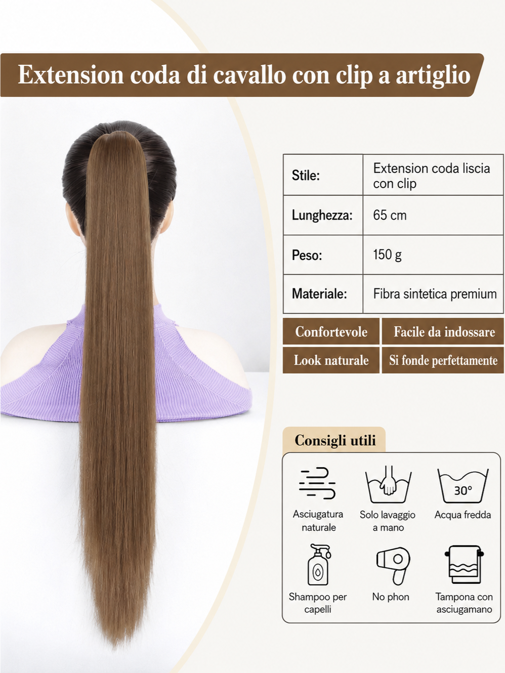 Extension Capelli Lisci Castani