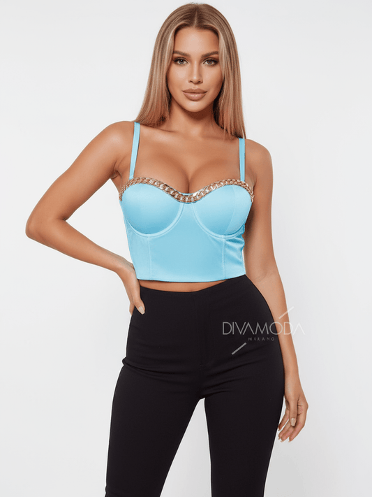 Corpetto Florida Azzurro - corpetto donna - DivaModaMilano