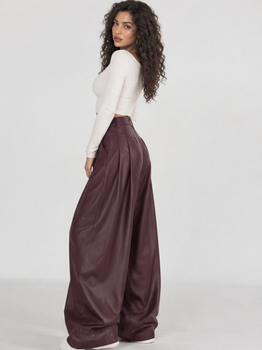 Pantalone Giada Wine, dettaglio di tessuto e finiture