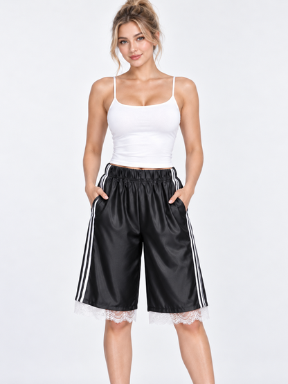 Shorts Honey Black, dettaglio di tessuto e finiture