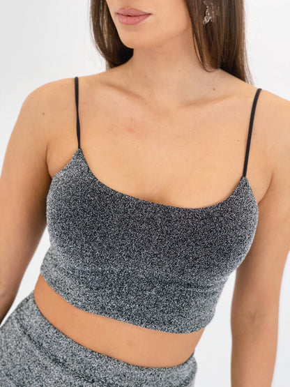 Top Glitter Silver – corpetto donna – DivaModaMilano
