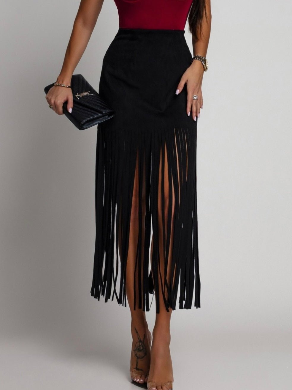 Gonna Frange Black - gonna donna - DivaModaMilano