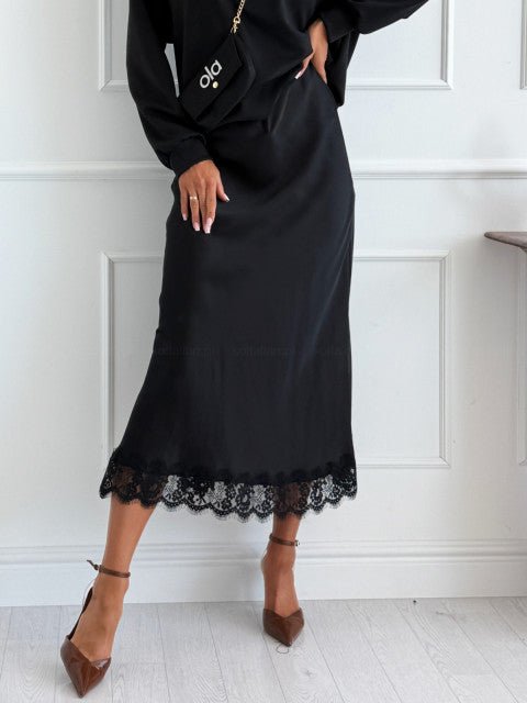 Gonna Satinata Black - gonna donna - DivaModaMilano