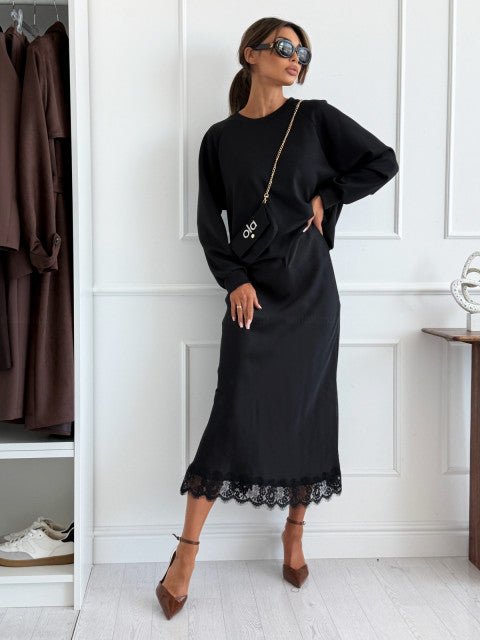 Gonna Satinata Black - gonna donna - DivaModaMilano