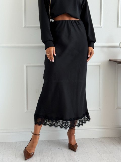 Gonna Satinata Black - gonna donna - DivaModaMilano