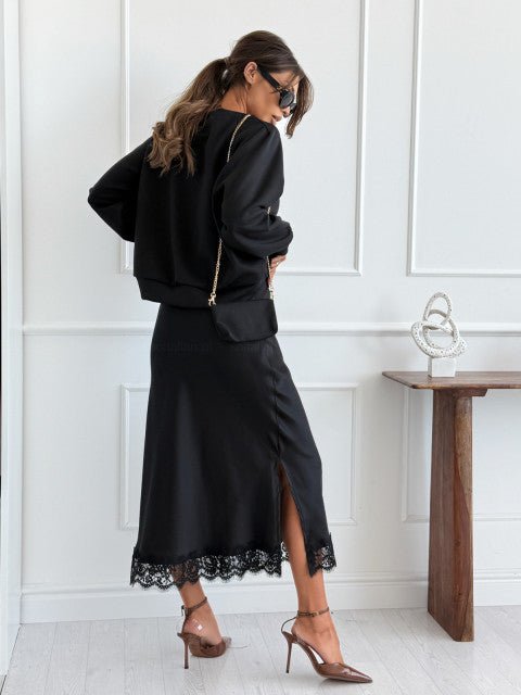 Gonna Satinata Black - gonna donna - DivaModaMilano