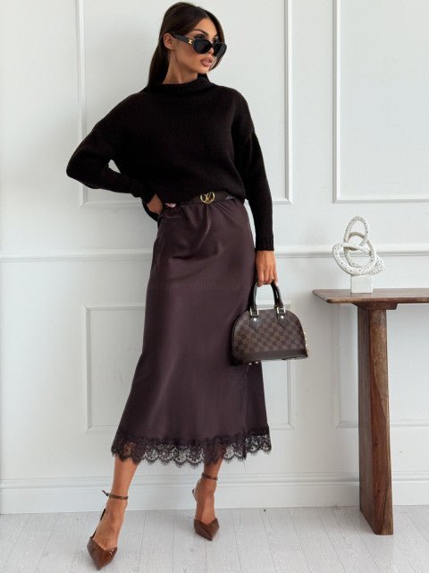 Gonna Satinata Brown - gonna donna - DivaModaMilano