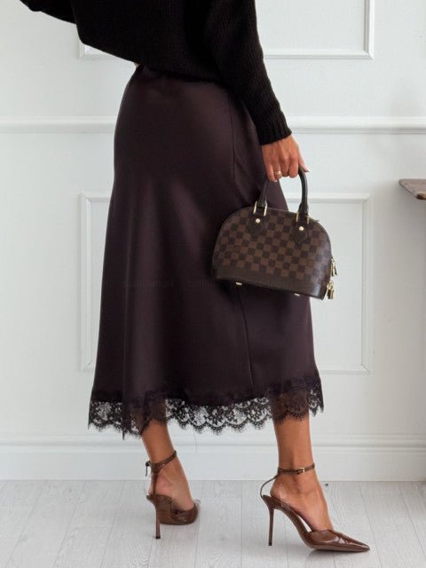 Gonna Satinata Brown - gonna donna - DivaModaMilano