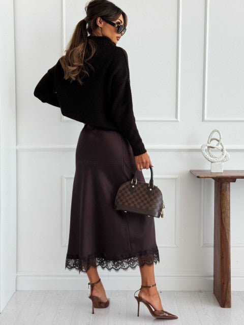 Gonna Satinata Brown - gonna donna - DivaModaMilano