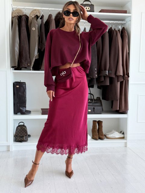 Gonna Satinata Wine - gonna donna - DivaModaMilano