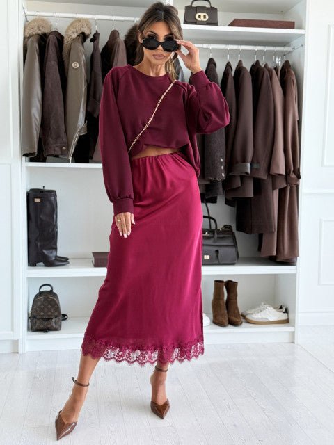 Gonna Satinata Wine - gonna donna - DivaModaMilano