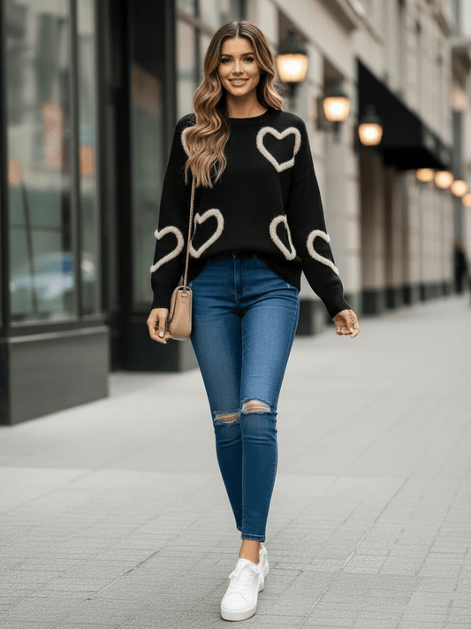 Maglione Cuore Black - maglione donna - DivaModaMilano