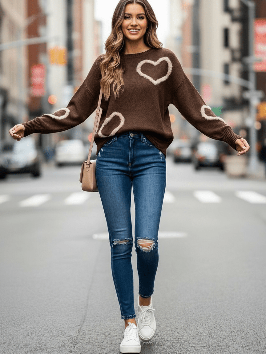 Maglione Cuore Brown - maglione donna - DivaModaMilano