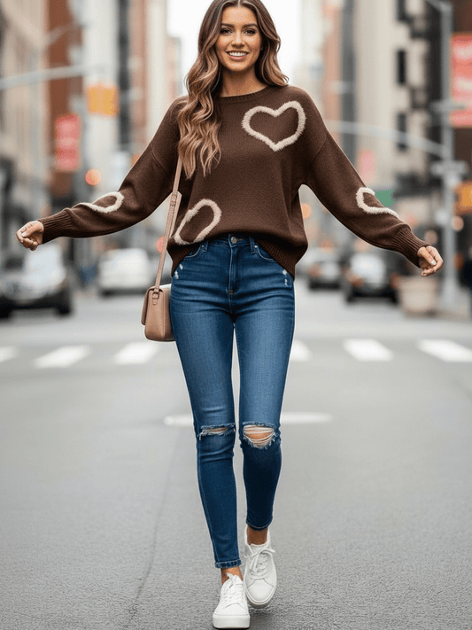 Maglione Cuore Brown - maglione donna - DivaModaMilano