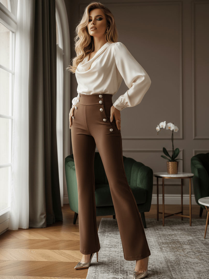 Pantalone Classy Brown - pantalone donna - DivaModaMilano
