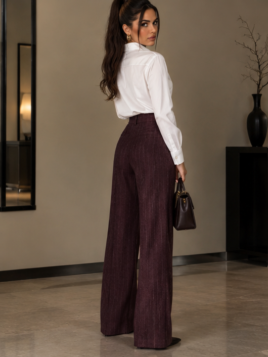 Pantalone Elodie Bordeaux da donna gessato - vista posteriore