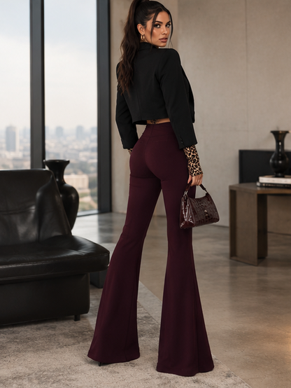 Pantalone Elyndra Wine leggings in crepe scupa a zampa - vista posteriore