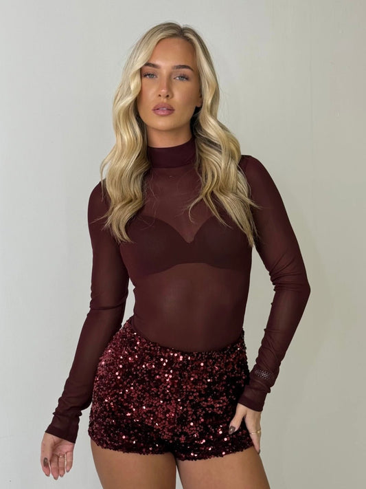Shorts Culotte Paillettes Wine - shorts donna - DivaModaMilano