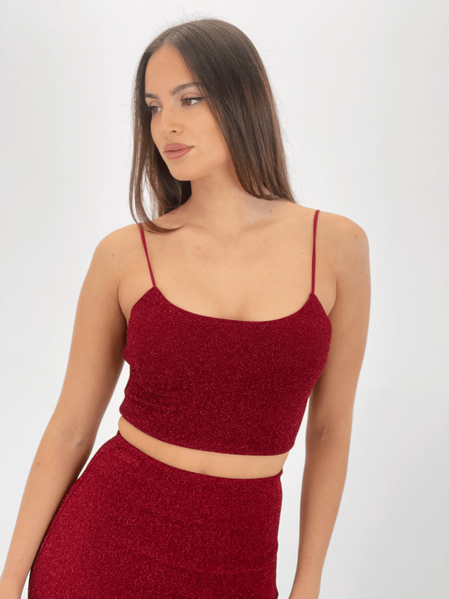 Top Glitter Rosso - corpetto donna - DivaModaMilano