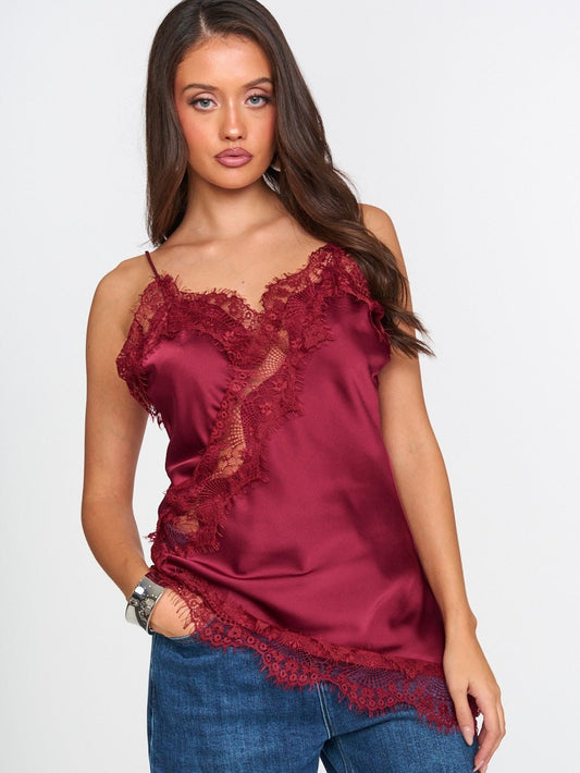 Top Satinato Wine - corpetto donna - DivaModaMilano