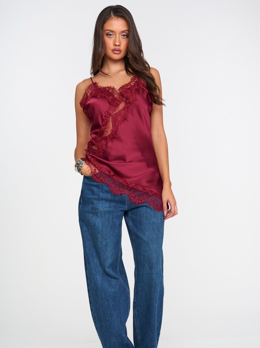 Top Satinato Wine - corpetto donna - DivaModaMilano